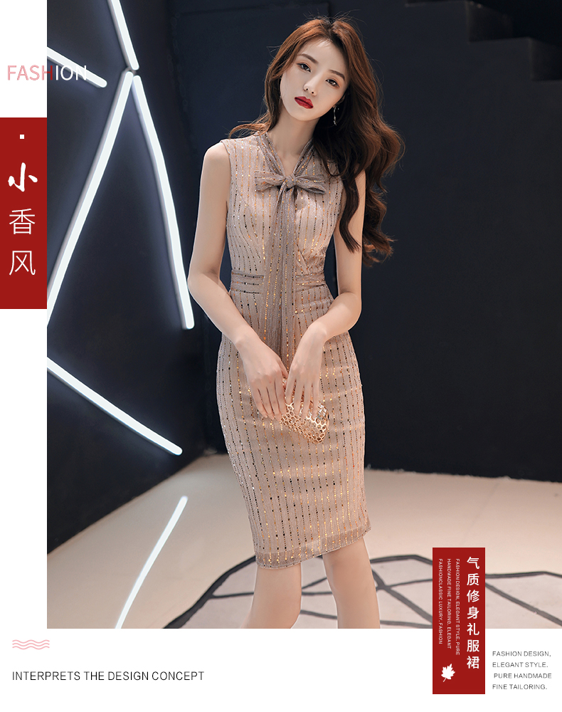 Mrhippies light luxury brand high-end womens hip-hugging lace-up banquet small evening dress new temperament retro celebrity birthday Korean style waist slimming short dress | play money casino(图1)
